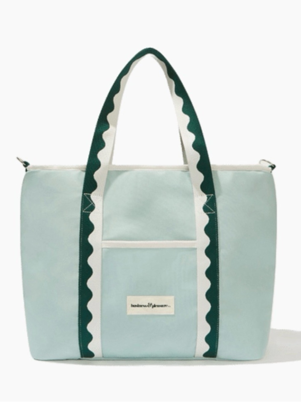 Business & Pleasure Light Aqua and White Scalloped Trim Cooler Bag
